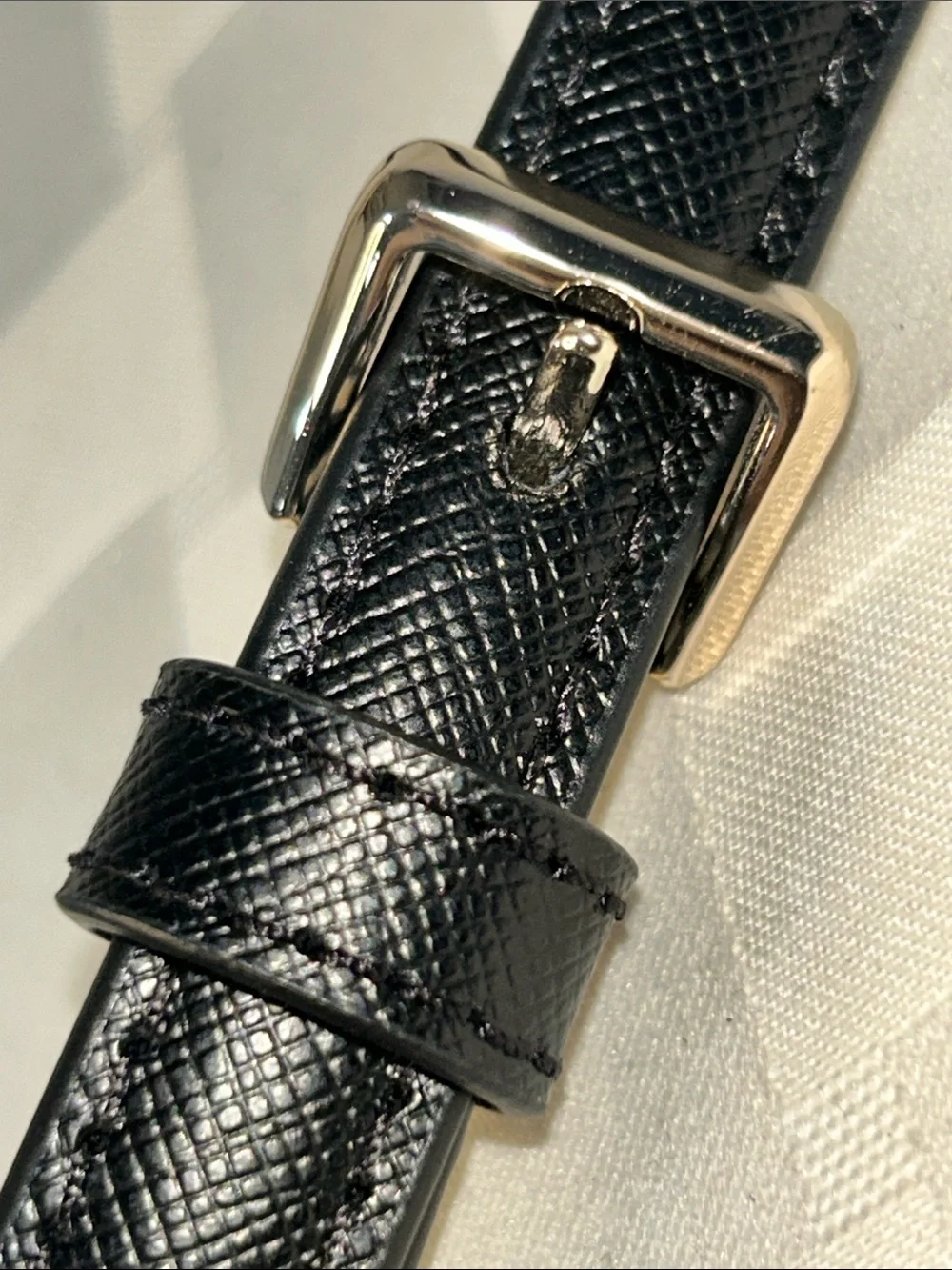 Kate Spade Black Leather Strap with Silver Hardware